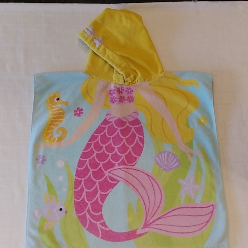Boat House for Kids Mermaid Hooded Poncho Towel